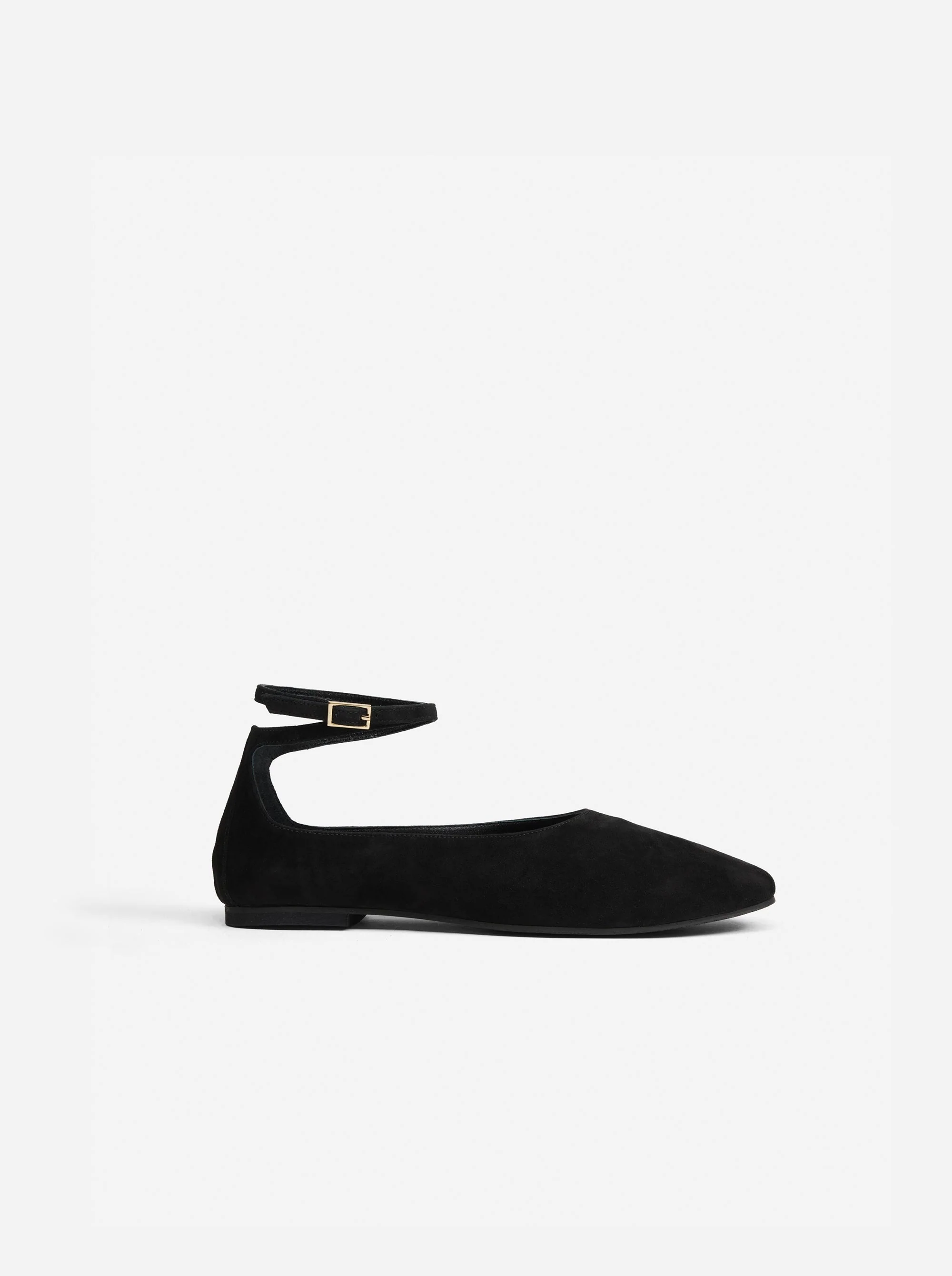 Manu Ballet Flats With Cross Over Ankle Strap Black Suede